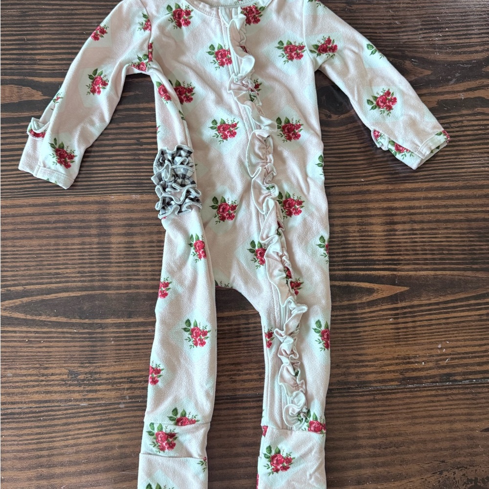 SweetHoney Pink Floral Kids Footie Layette 12mo